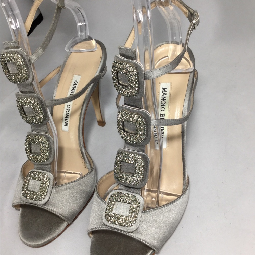 Manolo Blahnik Heels, Crystals & Silver, 6.5